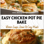 Easy Chicken Pot Pie with biscuit topping fresh from oven showing creamy homemade filling for dinner ideas